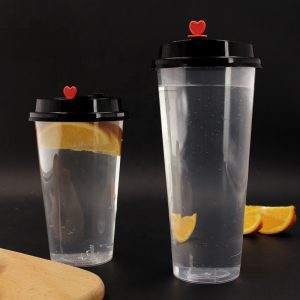 22 OZ disposable PP plastic drinking cup milky tea cups with lid