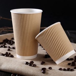Disposable triple wall with sleeve 7oz tea paper cup with lid cover for plant